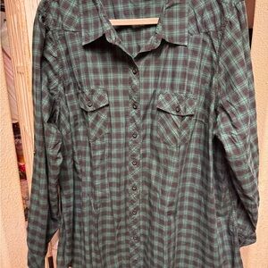 Torrid Teal and Black Plaid Shirt